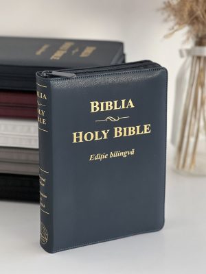 Biblie bilingvă româna-engleză medie antracit