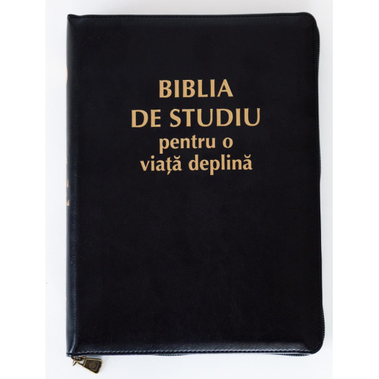 Biblia de studiu pentru o viata deplina - coperta piele PU neagra, fermoar
