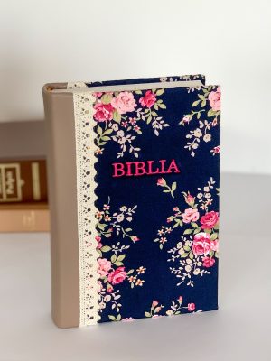 Biblie handmade  053 - floral crem si bleumarin