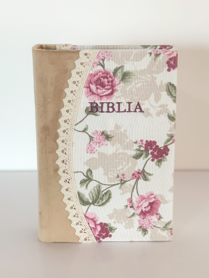 Biblie handmade  053 - floral alb cu crem