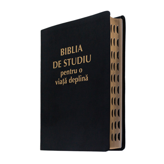 negru1 Biblia de studiu pentru o viata deplina, coperta PU neagra